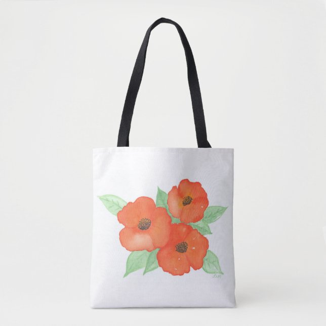 Bolso De Tela Naranja Poppies (Anverso)