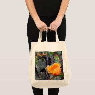 Bolso De Tela Naranja Pricky Pear Cactus Flor Flor