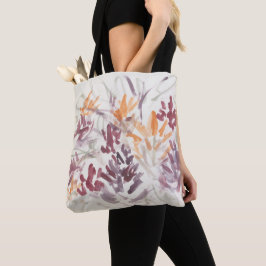 Bolso De Tela Naranja púrpura de pintura de flores abstracta