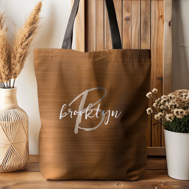 Bolso De Tela Naranja quemado cepillado Metalizado beige monogra (Subido por el creador)