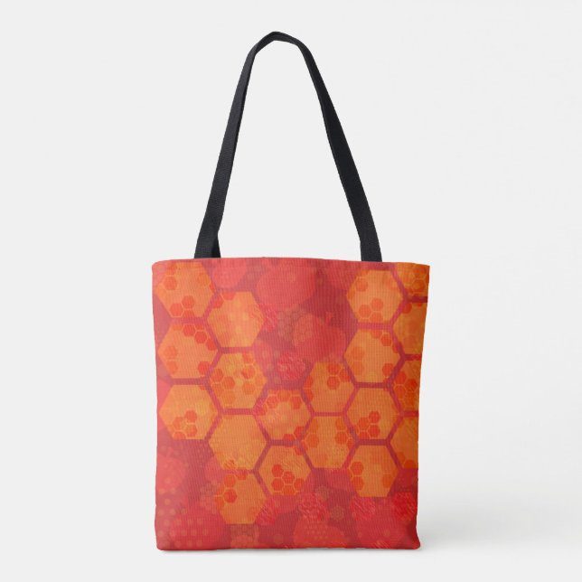 Bolso De Tela Naranja radiante Honeycomb (Reverso)