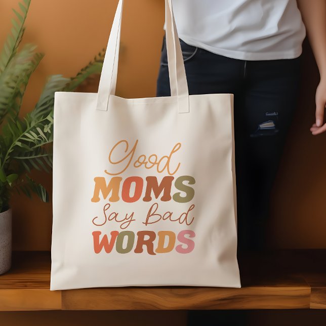 Bolso De Tela Naranja retro buenas mamás dicen malas palabras (Subido por el creador)