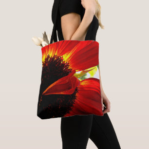 Bolso De Tela Naranja Rojo Gerbera Daisy Foto Negrita Moderna El