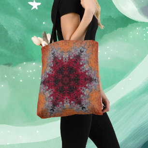 Bolso De Tela Naranja rojo Mandala digital y azul