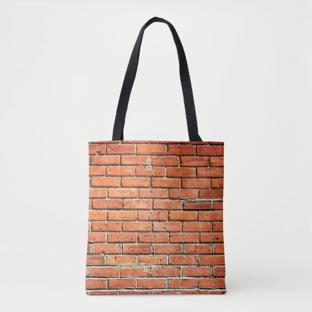 Bolso De Tela Naranja rojo pequeño muro de ladrillo urbano (Anverso)