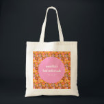 Bolso De Tela Naranja rosa floral cúter retro Bat Mitzvah Person<br><div class="desc">Bat Mitzvah Personalizado Tote Bag</div>