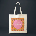 Bolso De Tela Naranja rosa floral cúter retro Bat Mitzvah Person<br><div class="desc">Bat Mitzvah Personalizado Tote Bag</div>