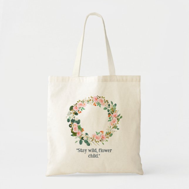 Bolso De Tela Naranja Rosa Salvaje Elegante Diseño De Leyenda Fl (Frente)