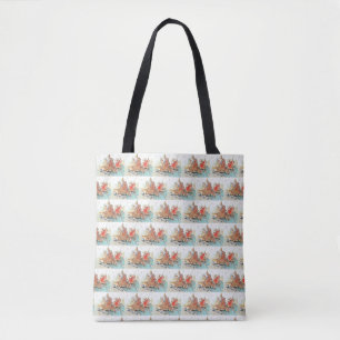 Bolso De Tela Naranja Seasheles en la pintura acuarela de la pla