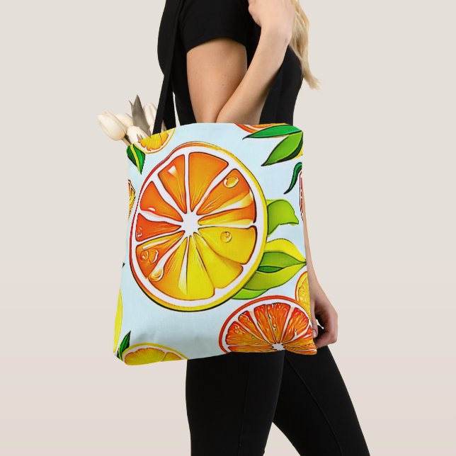 Bolso De Tela Naranja Slice: Arte Citrus (Detalle)