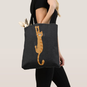 Bolso De Tela  Naranja Tabby Cat Colgando   Gracioso gato rayado