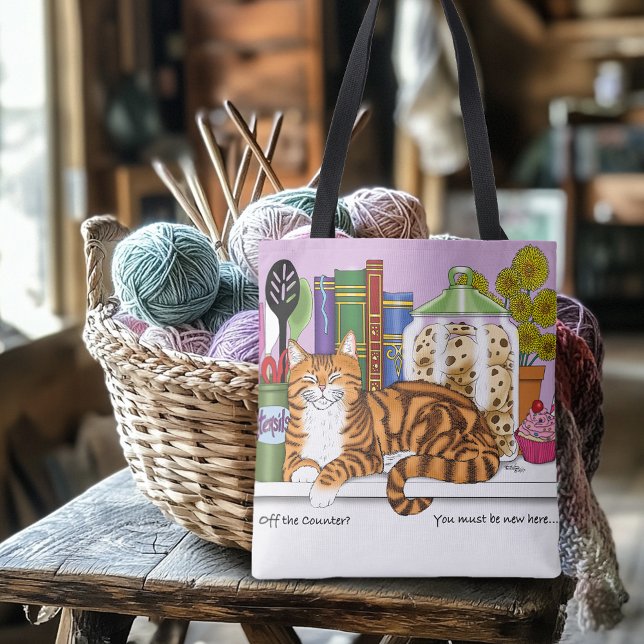 Bolso De Tela Naranja Tabby Contador de cocina Gato superior (Subido por el creador)