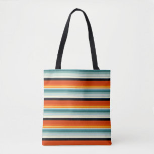 Bolso De Tela Naranja Teal Rayado