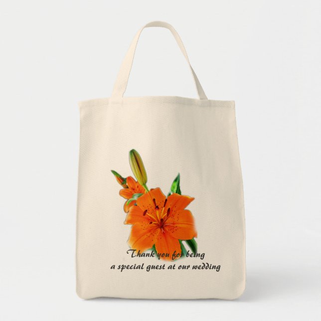 Bolso De Tela Naranja tiger lily garden flowers gracias (Frente)