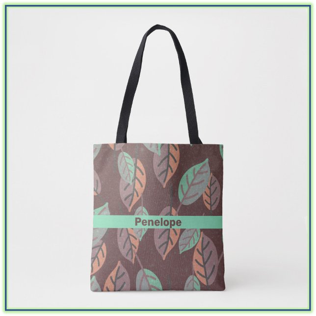 Bolso De Tela Naranja verde de la Mint moderna y hojas moradas (Subido por el creador)