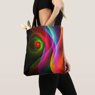 Bolso De Tela Naranja Verde Rojo Patrón de arte abstracto modern