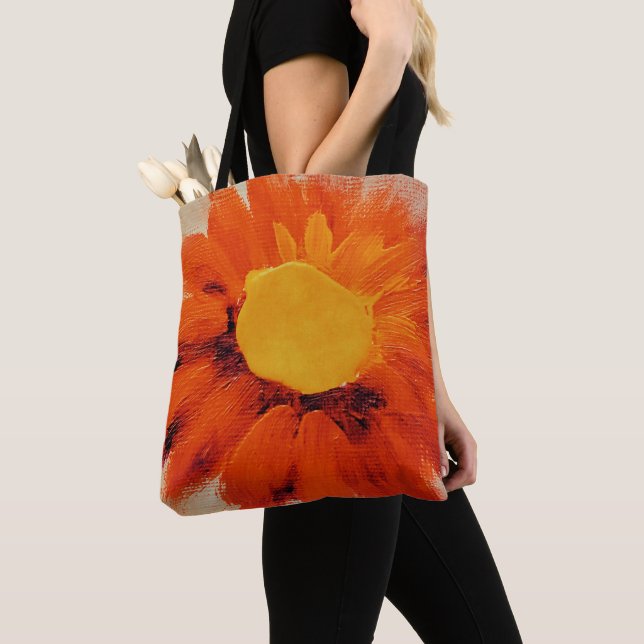 Bolso De Tela Naranja vibrante girasol (Detalle)