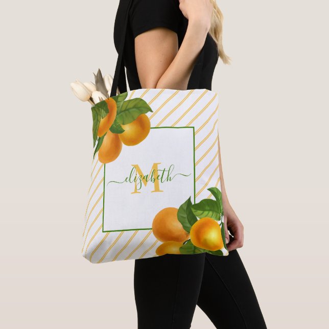Bolso De Tela Naranjas de cítricos de monograma rayas acuáticas  (Detalle)