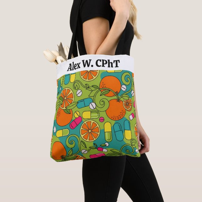 Bolso De Tela Naranjas de la farmacia personalizada Tote Bag Ret (Detalle)