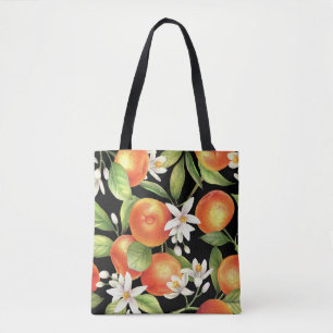 Bolso De Tela Naranjas de mano desatada: Ilustracion floral.
