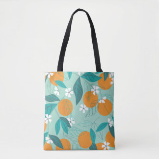 Bolso De Tela Naranjas florecientes en hojas. ilustracion