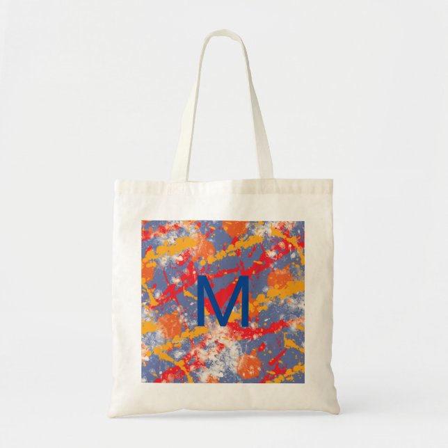 Bolso De Tela Naranjas y bandeja de pintura azul (Frente)