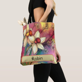 Bolso De Tela Narciso personalizado de las flores de nacimiento