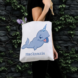 Bolso De Tela Narwhal Blue   Diaper marítimo de Kawaii