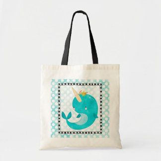 Bolso De Tela Narwhal cutáneo - impresión de guardería turquesa