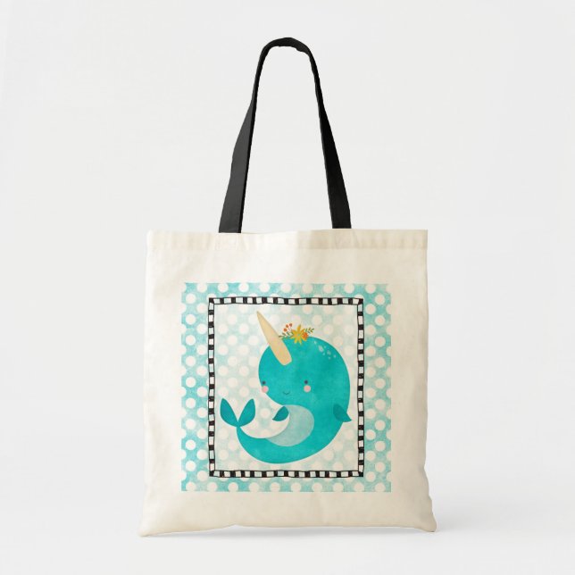 Bolso De Tela Narwhal cutáneo - impresión de guardería turquesa (Frente)