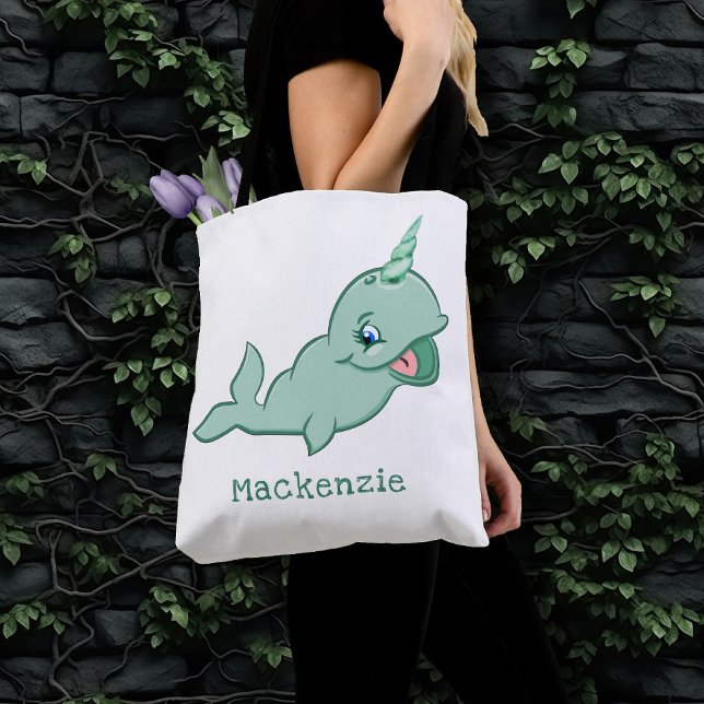 Bolso De Tela Narwhal Green | Cuta Chibi Personalizado Baby Diap (Subido por el creador)