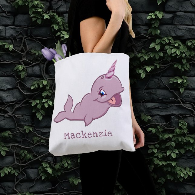 Bolso De Tela Narwhal Pink | Girly Kawaii Chibi Personalizado Di (Subido por el creador)