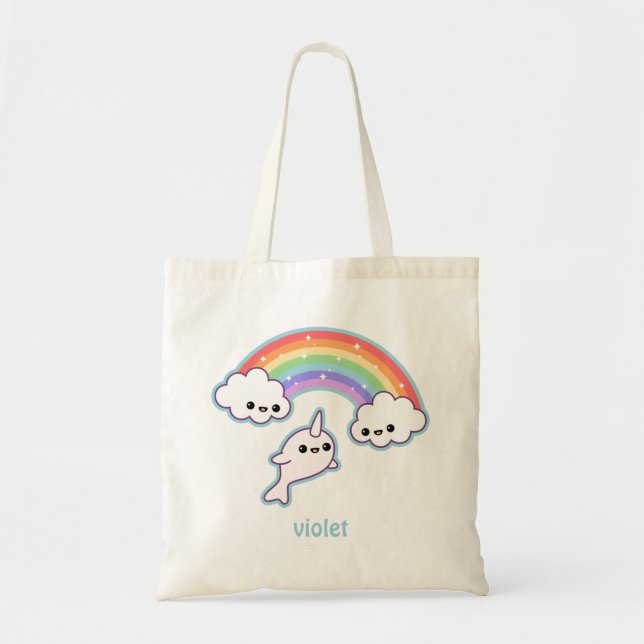 Bolso De Tela Narwhal que vuela lindo (Frente)