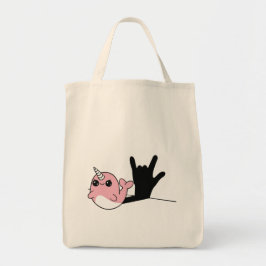 Bolso De Tela Narwhal rosado ASL te amo - Diseño de cultura sord