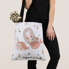 Bolso De Tela Narwhal y amigos mágicos de sirena
