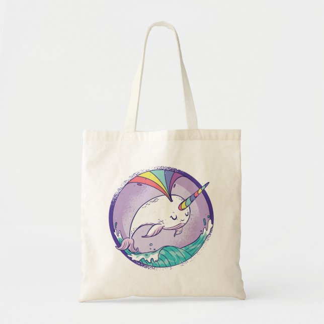 Bolso De Tela Narwhale arcoiris (Frente)