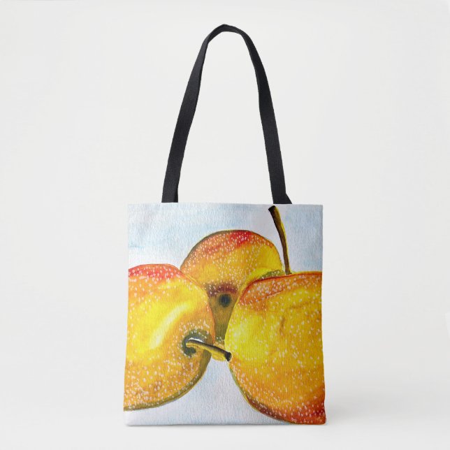 Bolso De Tela Nashi pera amarillo fruta de la acuarela (Anverso)