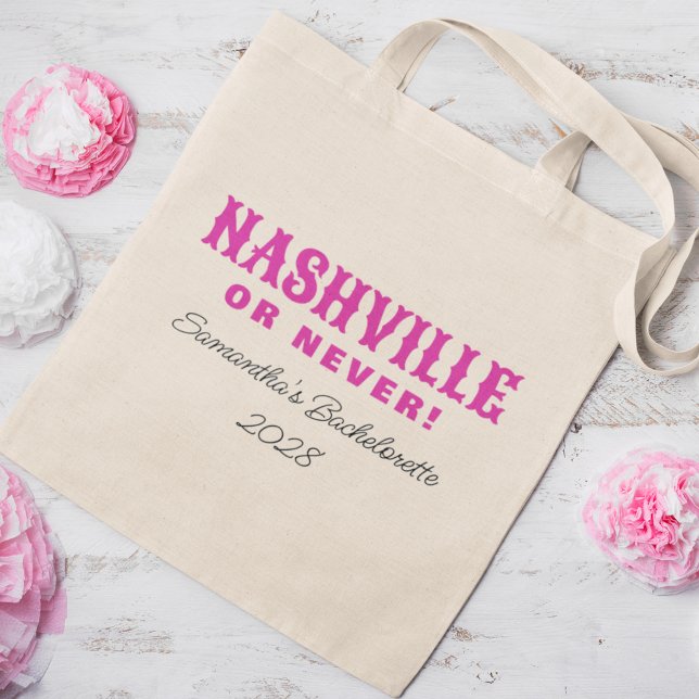 Bolso De Tela Nashville O Nunca Bachelorette Retro Rosa Caliente (Subido por el creador)