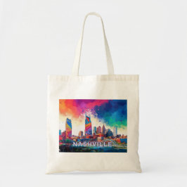 Bolso De Tela Nashville Skyline Resumen de arte