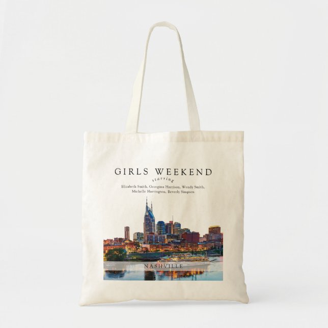 Bolso De Tela Nashville Skyline Watercolor Girls Weekend (Frente)