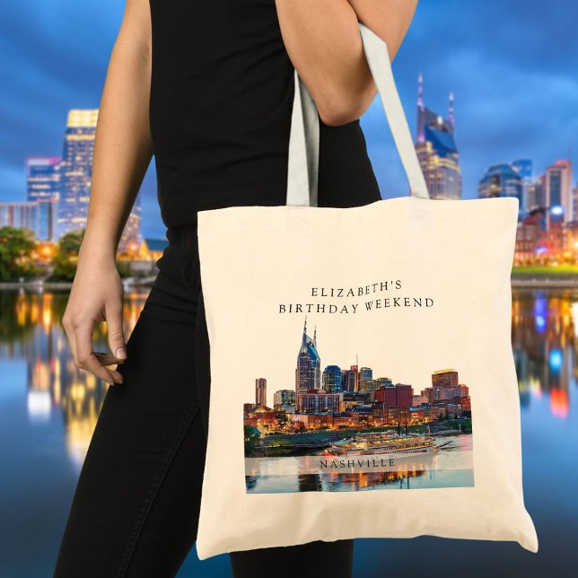 Bolso De Tela Nashville Watercolor Birthday Weekend (Nashville Watercolor Birthday Weekend Tote Bag)