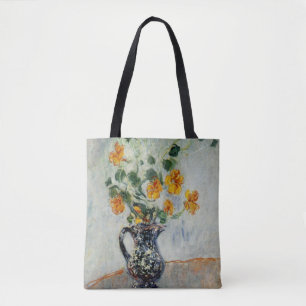 Bolso De Tela Nasturtios en una barrera azul de Monet