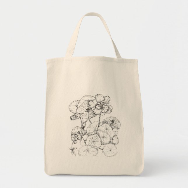 Bolso De Tela Nasturtium Pen and Ink Flower Drawing Art (Frente)