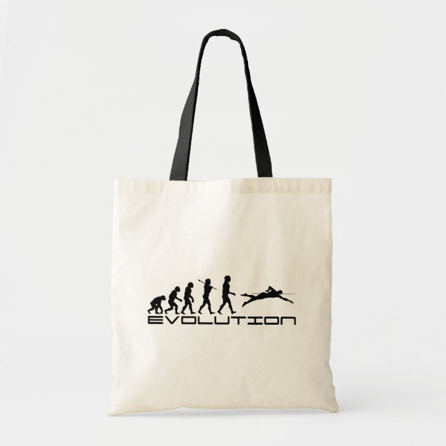 Bolso De Tela Natación Natación Natación Deporte Evolución Arte  (Frente)