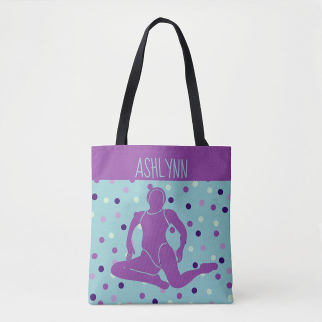 Bolso De Tela Natación sincronizada Aqua y Purple Personalizada (Anverso)