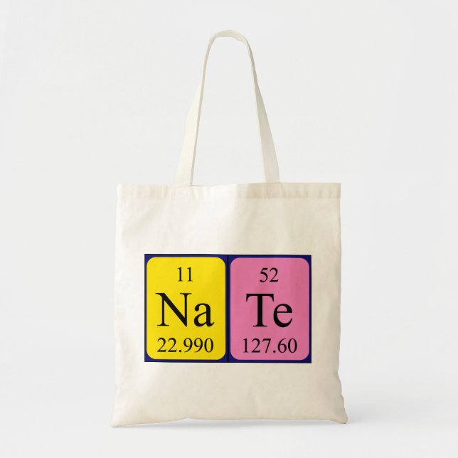Bolso De Tela Nate nombre de tabla periódica tote bag (Frente)