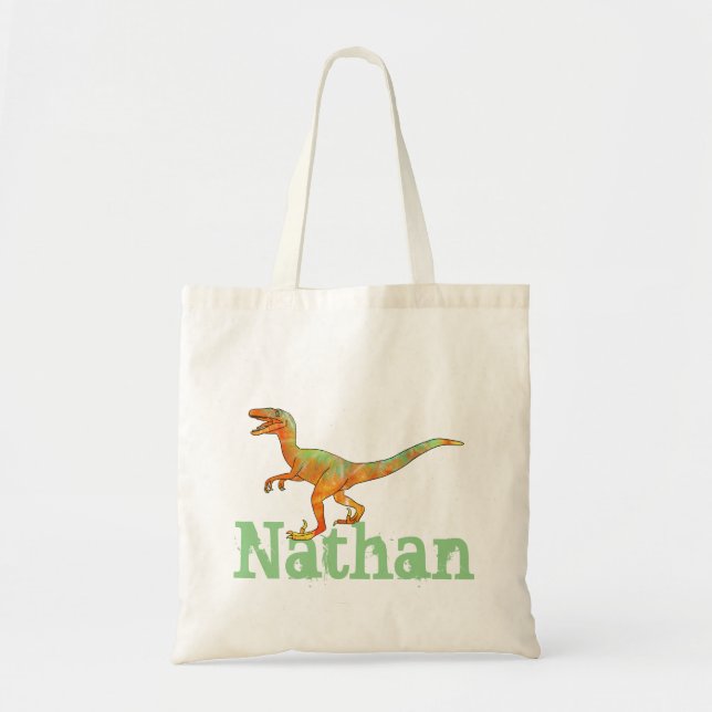 Bolso De Tela Nathan Funny Scary Velociraptor Dinosaur Art (Frente)
