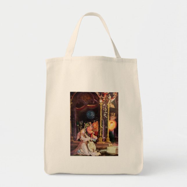 BOLSO DE TELA NATIVIDAD CON ÁNGELES - MAGIA DE NAVIDADES (Frente)