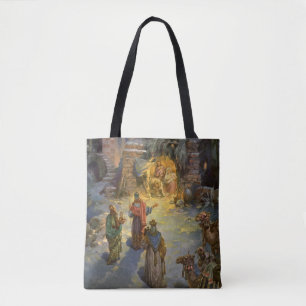 Bolso De Tela Natividad de Navidad Vintage con Magos Visitantes