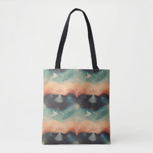 Bolso De Tela Naturaleza abstracta: diseño minimalista de loto y